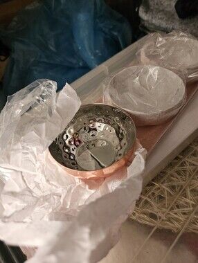 Hammered Copper and Silver Decorative Bowl Set